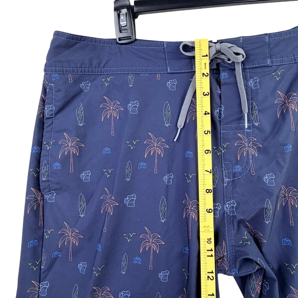 TravisMathew Board Shorts Men 36 Blue Palm Surf Beer Beach Tropical Resort 9